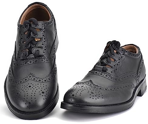 Leather Ghillie Brogue Kilt Shoes Traditional Scottish Piper and Highland Outfit Wedding Shoes Featuring Extra Long Laces & Leather Tassels - Sizes 7 – 15 Style - Comfort Piper Color – Black