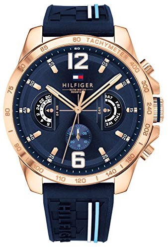 Tommy Hilfiger Analogue Multifunction Quartz Watch for Men with Navy Blue Silicone Bracelet - 1791474