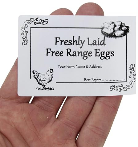 Label Metrics - Personalised Egg Box/Carton Labels/Stickers. 75mm x 50mm. Permanent Adhesive. Give Those Egg Boxes a Personal, Professional Touch.