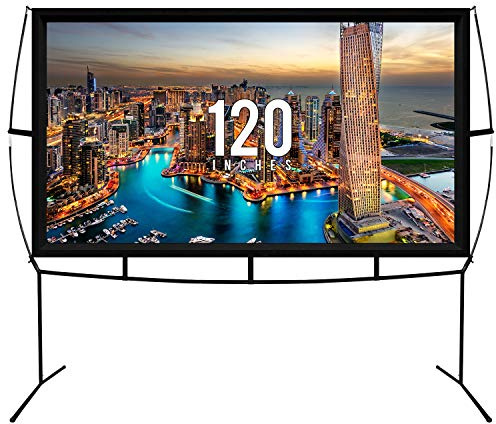 Schnelle Montage Design – kein Werkzeug erforderlich – Jumbo 308 cm 16:9 tragbare Projektorleinwand für Außen- und Innenbereich, für Filmkino vorne und hinten mit Standbeinen