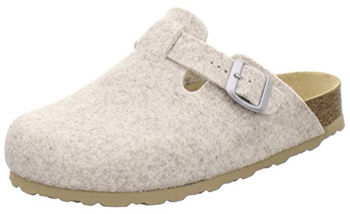 AFS 26900 Pantoufles fermées pour femme, en feutre, sabots d'hiver confortables et chauds fabriqués en Allemagne, beige, 42 EU