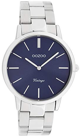 Oozoo Vintage Damenuhr mit Edelstahl Gliederarmband 38 MM Blau/Silberfarben C20029