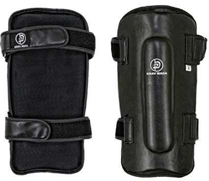 Playwell Krav Maga Deluxe Schienbeinschoner, Leder, Schwarz, L