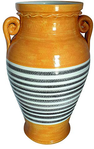 Generico PORTAOMBRELLI Arancione in Ceramica di VIETRI Dipinto A Mano; Altezza CM. 50, Diametro della Pancia CM. 30 GIARA ANFORA Vaso MAIOLICA Terracotta ARREDO CASA