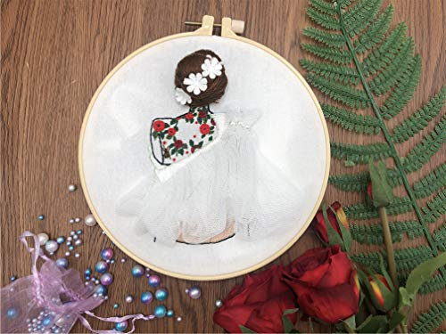 Abillyn Stickerei-Starter-Set, für Mädchen, geprägt mit gedrucktem Muster, Kreuzstich-Stickset (Mädchen 1)