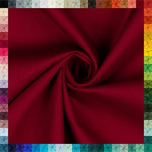 VmG-Store Baumwollstoff Uni 100% Baumwolle Oeko-Tex Meterware ab 50cm über 70 Farben zur Auswahl (041 Weinrot, 100 x 148cm)