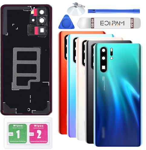 Eonpam Akkudeckel für Huawei P30 Pro VOG-L29/L09/L00/L04/L10 Aurora | Backcover Original Qualität Rückseite Akkudeckel Rückseite Glas Back Glass Backcover Glas mit Kameraglas Reparatur Set.