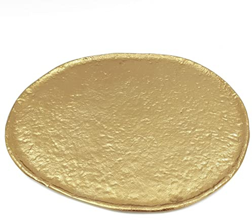 matrasa Dekoteller aus Aluguss Gold - Kerzenplateau Dekoschale Platzteller Feste Hochzeit - ca. 39 x 35 cm