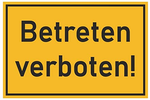 Samunshi® Aufkleber Betreten verboten - Schild Sticker Hinweisschild Warnschild Vorsicht Gelb Grundstück betreten auf eigene Gefahr Lebensgefahr - 30x19,8cm mehrfarbig