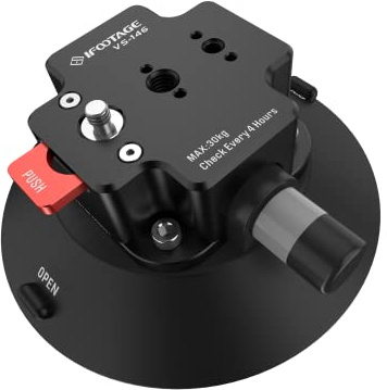 IFOOTAGE VS-146 Ventouse Professionnelle en Aluminium 1/4 Et 3/8, Stabilisateurs pour Caméscopes Et Aide à La Transport, Coupe Spider Crab Vehicle Suction Cup, Charge Maximale Utile 30 kg