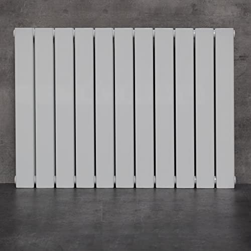 WITEN&NOCK Design Heizkörper Flach Paneelheizkörper Horizontal 600x830 mm, Heizung Badheizkörper für Badezimmer, Flachheizkörper mit Seitlichen Anschlüssen 611 Watt Weiß einlagig
