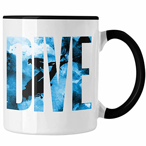 Trendation - Tauchen Tasse Geschenk DIVE Taucher Geschenkidee Tauchlehrer (Schwarz)