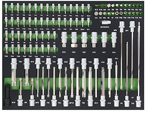 TRUTZHOLM Profi Werkstattwageneinlage Werkstattwagen Einlage 102 tlg. Stecknuss Steckschlüsselsortiment Steckschlüsselsatz Schaum 515x395x40mm