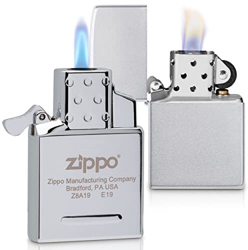 Zippo Briquet Tempête - Finition Chrome Brossé - Ensemble avec Insert au Butane - Rechargeable - Réutilisable - Design Coupe-Vent - Coffret Cadeau - Fabriqué aux États-Unis