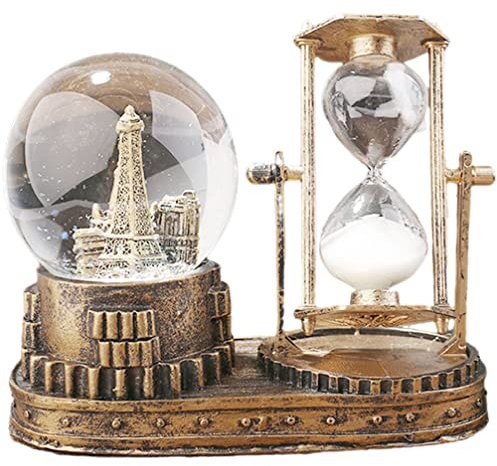 Zerodeko Kristallkugel Sanduhr Mit Eisen-Turm-Dekoration -licht Und Musik Retro Tischornament Für Zuhause Bücherregal Für Lehrer Und Schüler Ohne Batterie