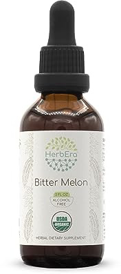 HerbEra Bitter Melon, USDA Organic – Concentrated Liquid Drops for Metabolism & Digestive Support, Momordica Charantia Dried Fruit, Alcohol-Free Bitter Tincture, Vegan (2 fl oz)