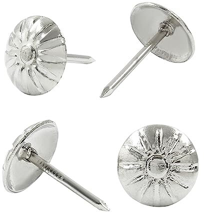 Auvotuis 100 Stück silberne Polsternägel, dekorative Nägel, antike Möbelnägel, Polsterung, Gänseblümchen-Nieten für Sofa, Tür und Handwerk (11 x 16 mm)