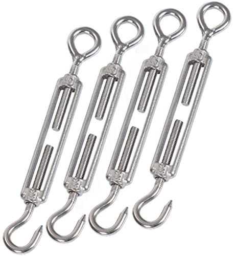 HOUSON 4 Stück M4 Edelstahl Spannschlösser Draht Spanner, verstellbar Spannschloss Haken und Öse für Rankhilfe Edelstahl Seilsystem,Gartendraht,Zaunspanner (M4 OC)