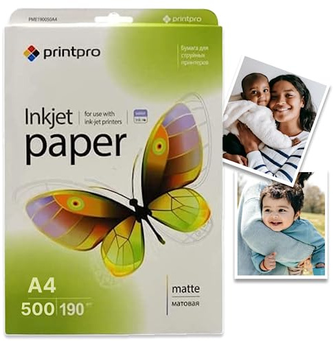 Fotopapier Printpro von Colorway matt 190g/m² 50, 100, 500 Blatt A4 Sofort Trocken Wasserfest für alle Tintenstrahldrucker (500)
