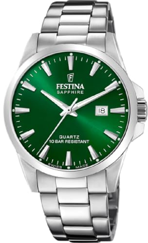 Festina Swiss Made Automatik Herrenuhr - Edelstahl 316L Silber - Analog - Datum - Saphirglas Hohe Widerstandsfähigkeit - Wasserdicht 10 ATM - F20151/C Automatic