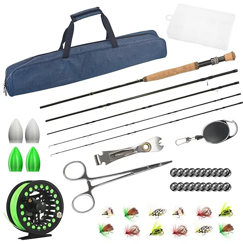 flugfiskespö och rulle kombo startpaket fiske kombo kol flugfiske spö och rulle kombo set 42 delar kit flugfiskeutrustning set flugfiskespö och rulle paket flugfiske startare