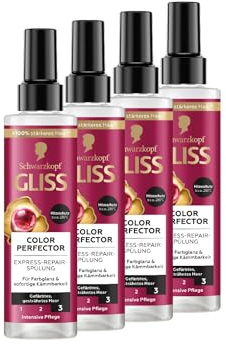 Gliss Express Repair Balsam Colour Perfector (4 x 200 ml), hårbalsam för tonat, slingat eller färgat hår, värmeskydd upp till 230 °C