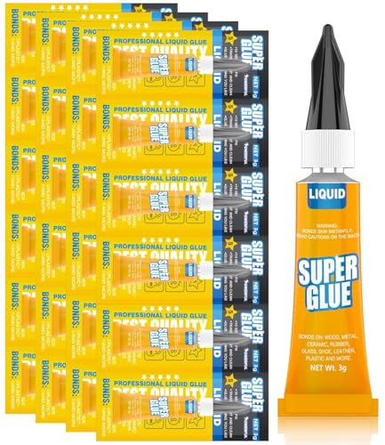 Super Glue Quick Set, 24-Pack of 3g Single-Use Tubes, Multi-Surface Adhesive for Plastics, Metal, Leather, Ceramics & More, Ultra Strong & Fast-Drying