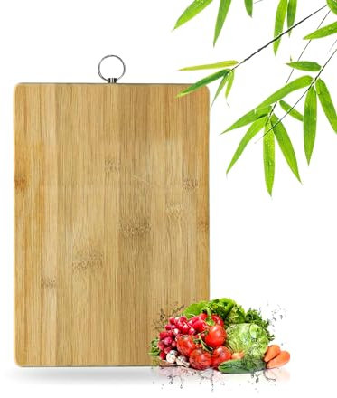 Chopping Board Heavy Duty Cutting Board with Steel Hanging Hook Multipurpose Wooden Platter Board Chops Handy Board Home Kitchen Use Camping BBQ Chicken Meat Cheese Board 30x 20cm (1pc)