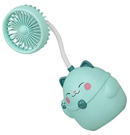 SSTANGLU Cat Fan Pen Holder Foldable Usb Fan Small Fan for Desk Sports Fans Lucky Fortune Cat Cartoon Small Fan Office Desk Fan Mini Fan Portable Electronic Component Charging Fan Travel(Green)