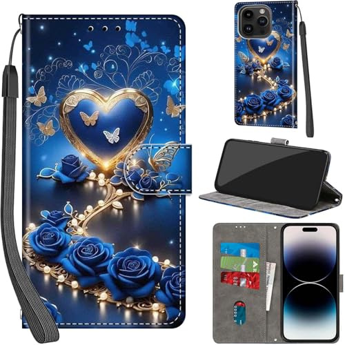 PHINIENLAND Wallet Flip Case for iPhone 15 Pro Max Leather Heart‑Shaped | 3 Card Slots & 1 Cash Pocket, Magnetic Closure, Kickstand, Premium PU Leather flip cover for iPhone 15 Pro Max