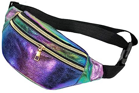 KOMBIUDA Modische Holografische Doppelschicht-gürteltasche Damen-Sport-umhängetasche Reisetasche Mit Reißverschluss Gürteltasche Für Outdoor-aktivitäten