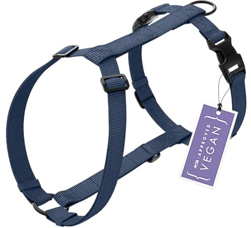 STUCH Hundegeschirr H-Form Vegan PureControl leicht & verstellbar – 100% Vegan, PETA Zertifiziert – minimalistisches Nylon Hundegeschirr – Farbe:Dunkelblau, Größe:M