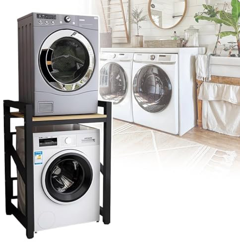 HCAUYNN Petite éTagèRe De Salle De Bain De Cuisine, Deux Couleurs De Support : Blanc/Noir, Support De Rangement pour Lave-Linge à Chargement Frontal, Trois Hauteurs RéGlables,Black