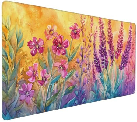 Large Mouse Pad 1200x600x4mm Lavender Gaming Mouse Mat Flower XL Mousepad Anti-Fray Stitched Edges with Non-Slip Rubber Base,Ergonomic Mouse Pad Extended Desk Mat,for Home Office Accessories PC,Laptop