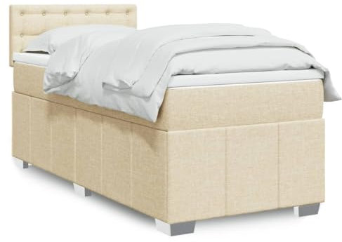qohoio Boxspringbett mit Matratze Betten Mit Matratze Schlafzimmer Bett Boxspringbett Mit Matratze Creme 90x200 cm Stoff - 3289270