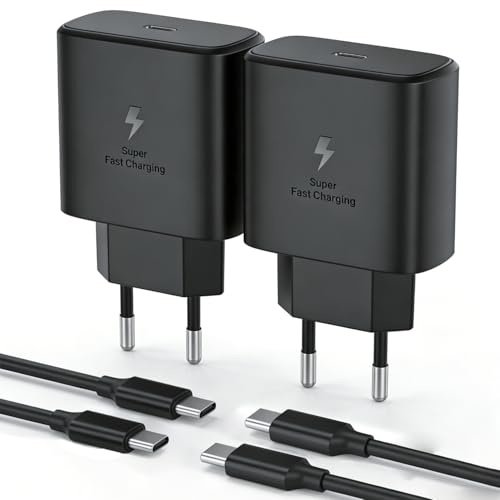 45W Chargeur USB C Rapide 2Pack pour Samsung Galaxy S26,S25,S25 Ultra,S24+,S24 Ultra,S23+ Ultra,Note20,A54,A53,Z Fold5,Fold4, Switch,Tab et 2M Câble USB C Chargeur Rapide,Prise USBC Adaptateur Secteur