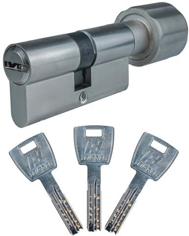 FELGNER Dolomit Cilindro de Pomos | cilindro de cierre | cilindro perfilado para puertas | protección contra taladros y extracción | incluye 5 llaves y tarjeta de seguridad - 40/50K