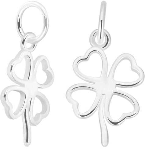 Beebeecraft 1 Box 4 Stück Vierblättrige Kleeblatt Anhänger 925 Sterling Silber Glücksbringer Simplicity Anhänger Mit Biegering Für Die DIY Schmuckherstellung Zum St. 'S Day