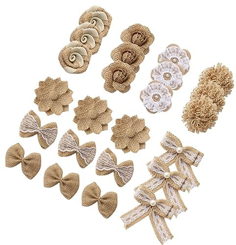 Cabilock Stücke Großpackung Handgemachte Jute Blumen Sackleinen Decor Ornamente für Handwerk Hause Hochzeit Party Dekorationen