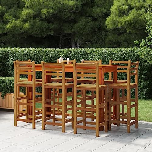 WKIEQACO Gartenmöbel-Set, 9-teilig, Massivholz, Akazie