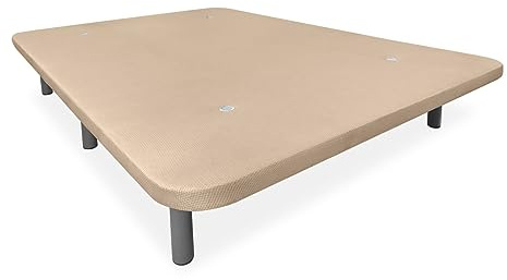 Somnia Descanso - Base Tapizada 3D Extra Reforzada, Resistente y Robusta, con Barras de Refuerzo y 6 Patas metálicas roscadas de 25cm, 150x190, Beige