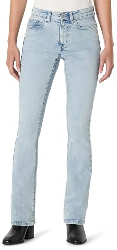 Amazon Essentials Women's Women's High Stretch Slim-Fit Mid-Rise Bootcut Jean, Tinted Ice Light Wash, 16 Short