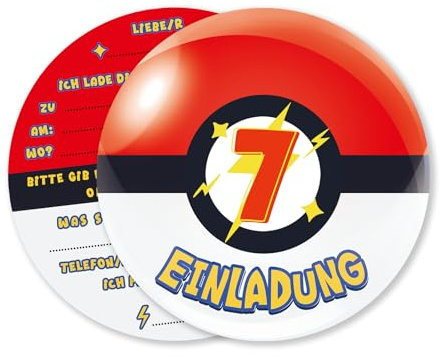 Vielucks 15 x Fang Ball Einladungskarten - Original, Einladungskarten Kindergeburtstag Mädchen Junge, 7. Geburtstagseinladungen, Party deko, Einladung Einschulung (7 Jahre alt)