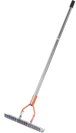 Rake de Paja, Eficiente Metal de Acero Robusto Rastrillo de Rastrillo Jardín de Jardín Rastrillo de Hierba Versátil Que Se para Limpiar Hierba Muerta (3 Secciones)