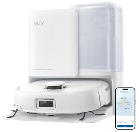 eufy E25 Omni Robot Vacuum Cleaner with Mop, HydroJet System, 20,000 Pa Turbo Suction, Tangle-Free, Corner-to-Edge Deep Cleaning and Mop Lifting, with Auto All-in-One Station, Local Repair
