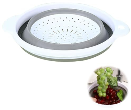 Collapsible Colander, Foldable Colander, ABS Silicone Colanders for Washing | White, ABS Silicone, Space Saving