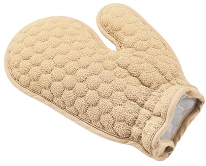 Guantes de Ducha Exfoliantes de Fibra Beige 2 Piezas Doble Cara