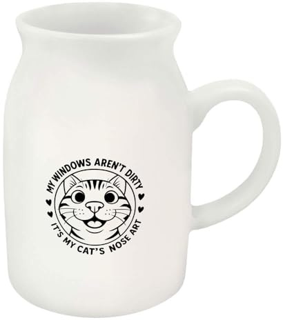 Azeeda 300ml 'My Windows aren't Dirty It's My Cats Nose Art' Ceramic Milk Jug (MJ00019657)