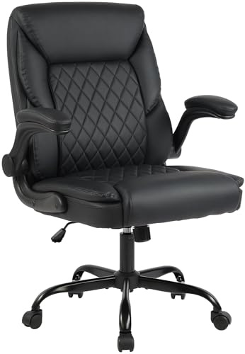CLP Bürostuhl ergonomisch Medfield, Schreibtischstuhl höhenverstellbar drehbar, mit hochklappbaren Armlehnen, bis 150 kg belastbar Farbe schwarz
