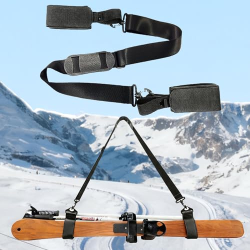 Moling Tracolla Fascia Porta Sci,Cinghia Regolabile per Trasporto Clipstick,Cintura da Spalla,Cinturino per Snowboard,Bastoncini Sci
